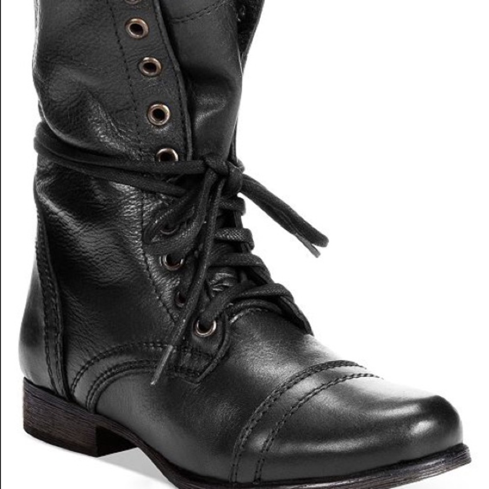 Black Steve Madden fold-over combat boots